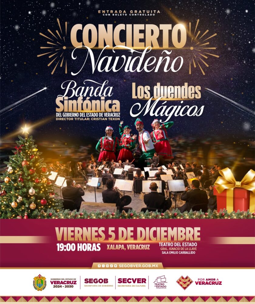 Presentan Concierto Navideño en Xalapa con la Banda Sinfónica del Gobierno del Estado