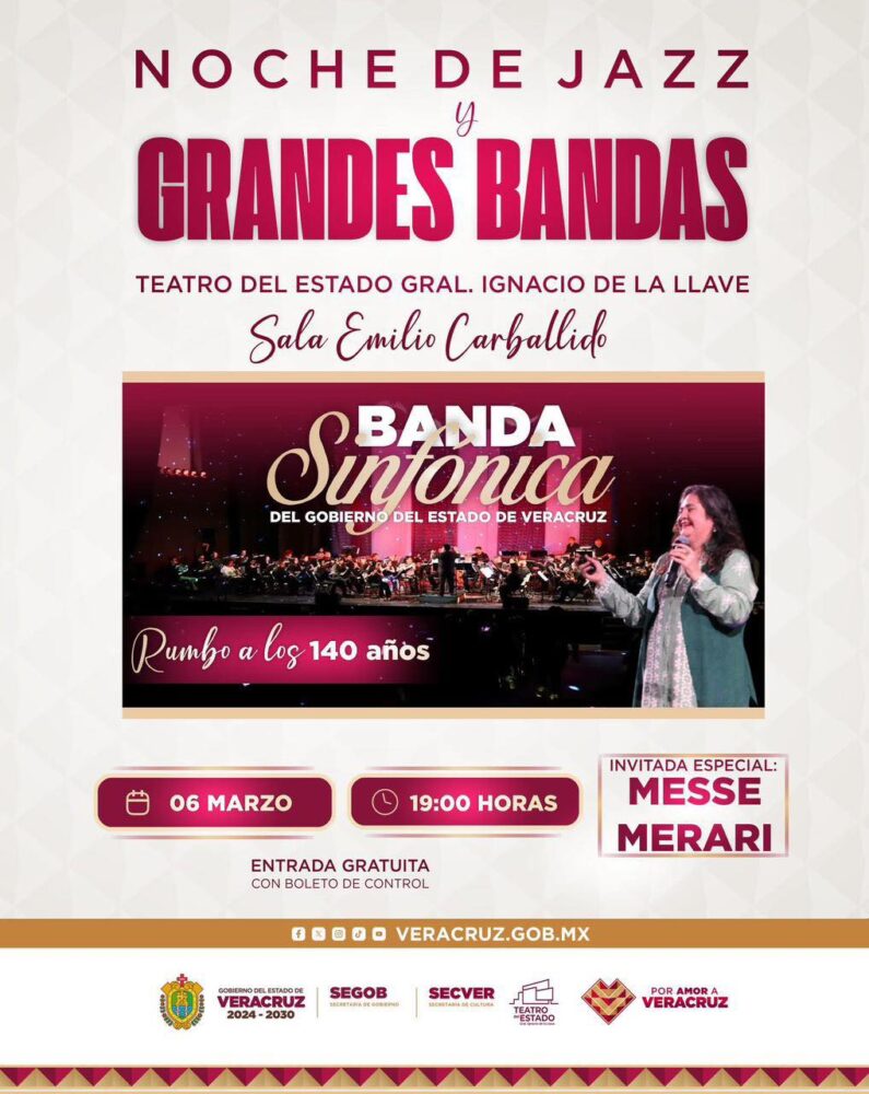 Invita SECVER a concierto Noche de Jazz en el Teatro del Estado