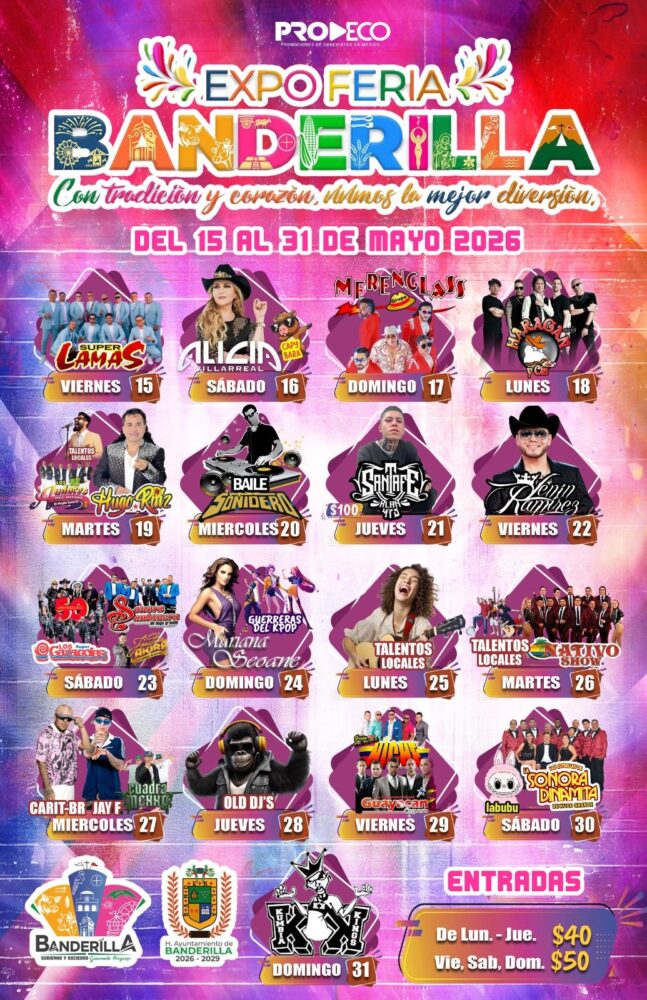 ¡Todo listo para la Expo Feria Banderilla 2026! Este 15 de mayo inicia la gran fiesta