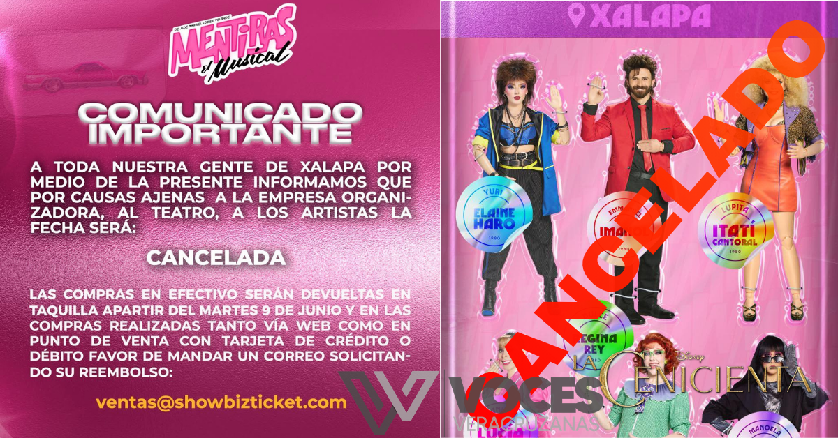 Cancelan “Mentiras, El Musical” en Xalapa y dejan a cientos de fans sin función